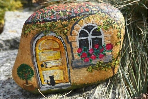 Декупаж садовых камней. История применения Декупажа в лан...