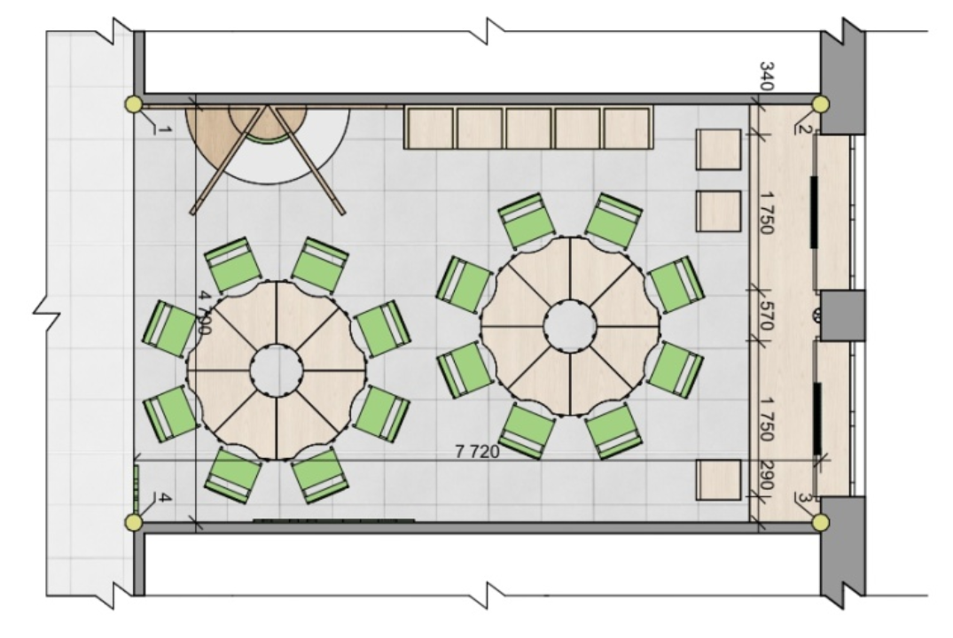 Разработка плана разверток проектируемого рекреационного пространства образовательного центра “Южный город”