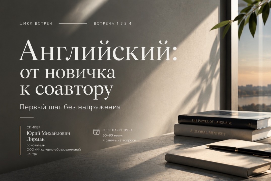 Английский: от новичка к соавтору. Встреча 1: Первый шаг без напряжения.