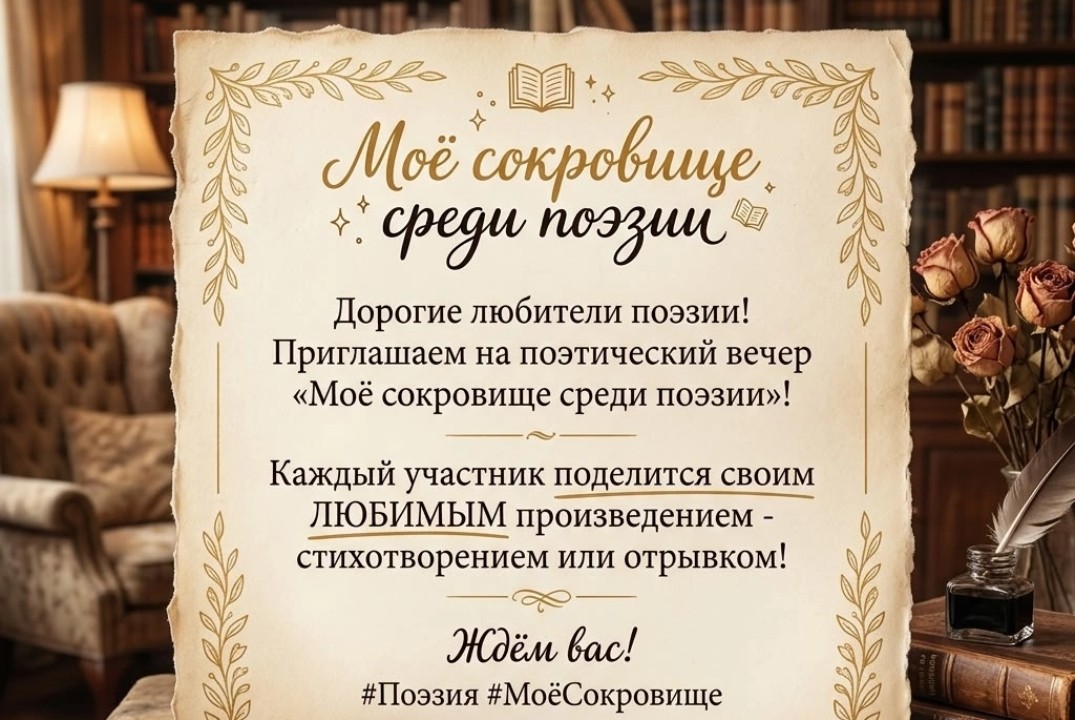 Поэтический вечер. Моё сокровище среди поэзии.